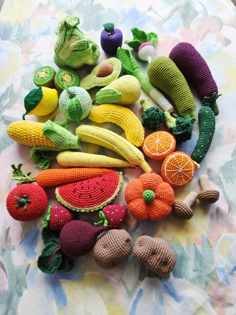 Crochet Pumpkin Toy, Cotton Yarn, Handmade Vegetable. 3 inches. Handicrafts tsvitanalove image 12
