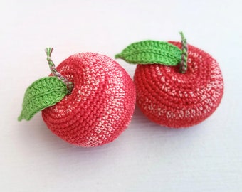 Crochet stuffed Apple (1pc+) - crochet Fruit - Eco friendly toy - Pretend Play fake food - Easter Kids gift Play kitchen decoration Waldorf