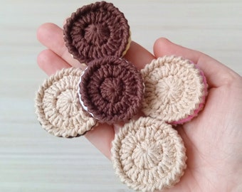 Set of 5 Crochet cookies. Tea party. Cotton yarn. Stuffing wool. Children cooking - Play Kitchen - Imaginative Play