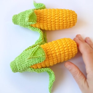 Corn crochet (1 pc). Cotton yarn outside. Wool or cotton inside. Stuffed Play food. Fake vegetables. Kitchen decor