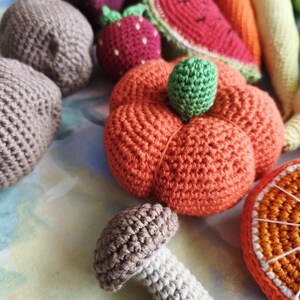 Crochet Pumpkin Toy, Cotton Yarn, Handmade Vegetable. 3 inches. Handicrafts tsvitanalove image 11