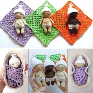 Baby Waldorf Doll 5 13cm Tall with blanket and basket Handmade Traditional Soft Doll Waldorf inspired toy image 4
