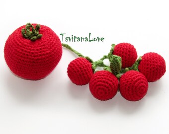 Cherry tomatoes Crochet (1pc+) - Stuffed Cotton vegetables