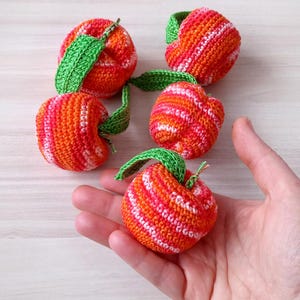 Crochet peach (1pc+) 2 inches. Stuffed berries. Fake Berry Fruit. Play Kitchen Play food. Handmade TsvitanaLove. Without additional coloring