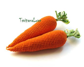 Crochet carrot (1 pc+) - Crochet vegetable - Seasons toy - harvest toy - Play food - Crochet Food - play kitchen - Natural materials toys