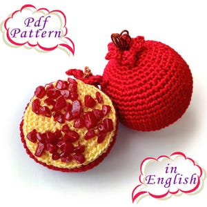 Pomegranate and half a pomegranate Crochet Pattern PDF in English. 29 photos, 12 pages. Detailed description with photos of the process
