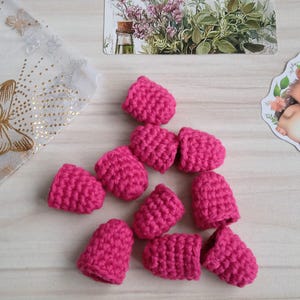 Tiny Crochet Raspberries (5+ pcs) – Faux Berry Decor, Mini Bowl Filler, Handmade Cotton Woodland Accent image 4