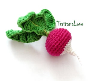 Radish Crochet (1pc +) - wool or Cotton Stuffed veggies - Harvest toys for kids - Kitchen decoration