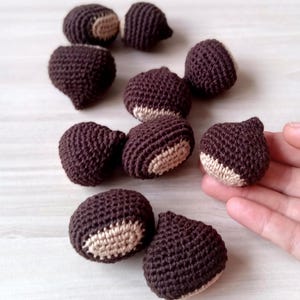 5pc/10pcs/15pcs Crochet Chestnuts. Woodland Autumn Decor, Handmade Forest Bowl Fillers, Rustic Nature Table Decoration, Fall Home Decor