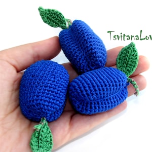 Plum Crochet (1pc+) - stuffed berries - Fake food Berry Fruit - play Kitchen Eco Friendly toy - Play food. Handmade TsvitanaLove