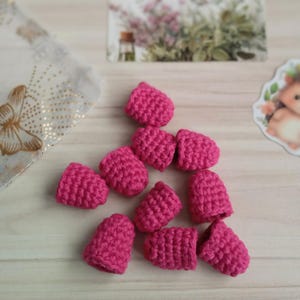 Tiny Crochet Raspberries (5+ pcs) – Faux Berry Decor, Mini Bowl Filler, Handmade Cotton Woodland Accent image 12