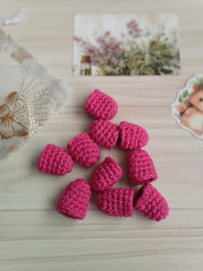 Tiny Crochet Raspberries (5+ pcs) – Faux Berry Decor, Mini Bowl Filler, Handmade Cotton Woodland Accent image 12