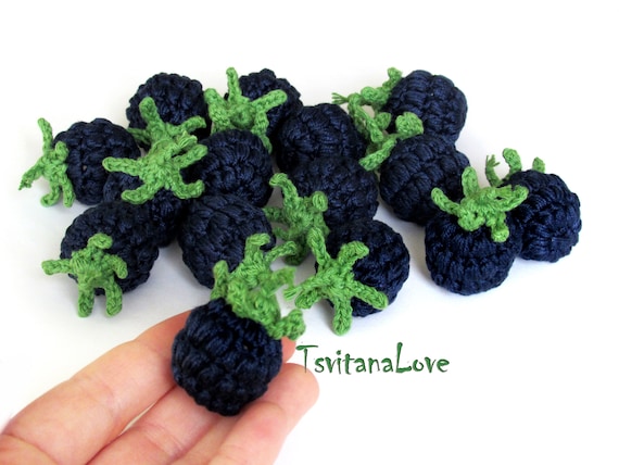 Blackberry Dark-blue Crochet 1pc Stuffed Berries Dewberry Eco