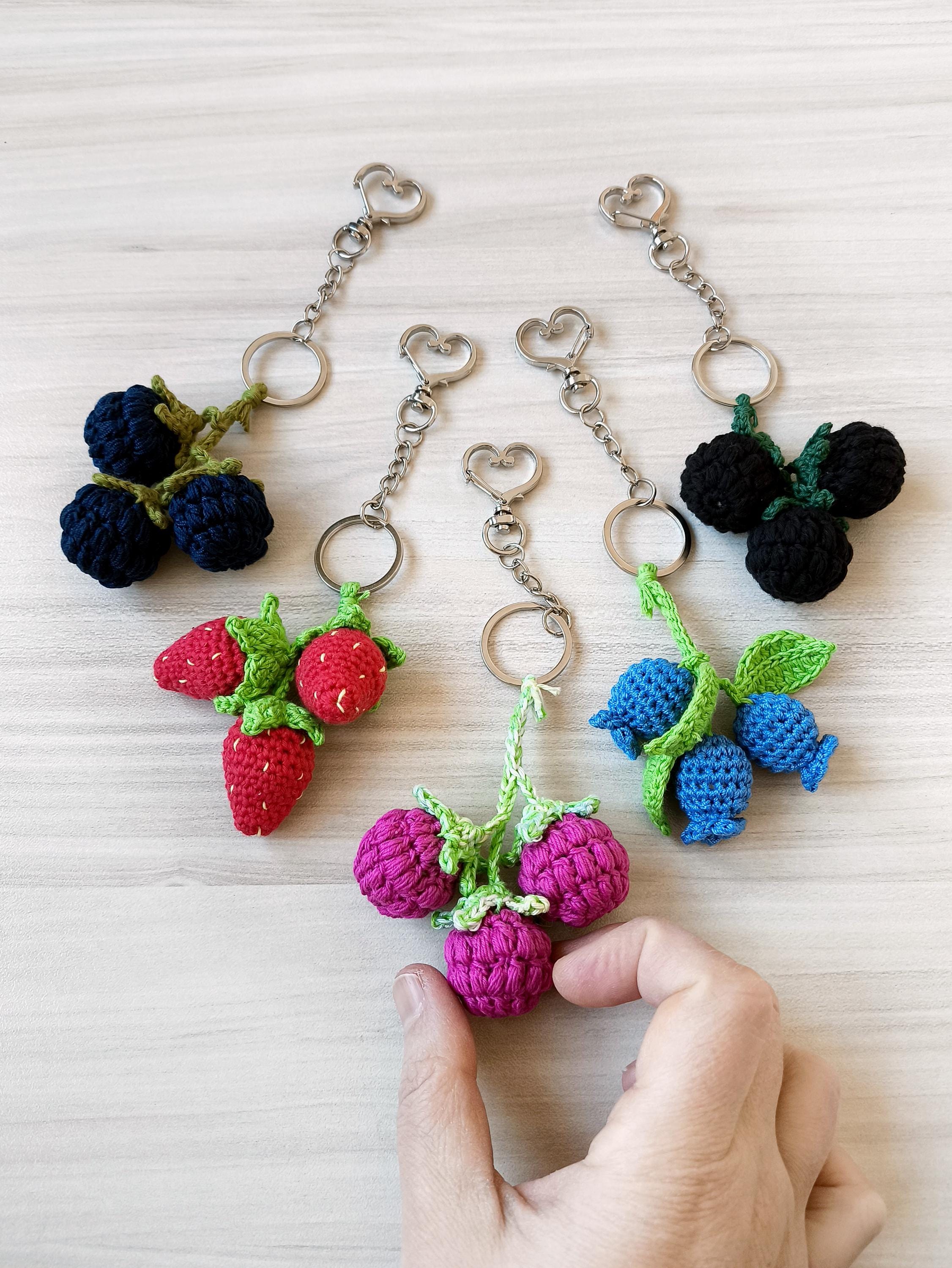 Crochet Berry Keychain, Cotton Yarn, Handmade Keyring, 5 Berry Types ...