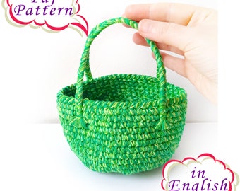 Pattern PDF in English Crochet Basket. 19 photos, 6 pages. Amigurumi Play Food