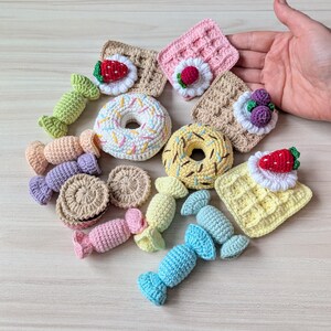 Crochet Sweets Pretend Play Set. 16 pcs