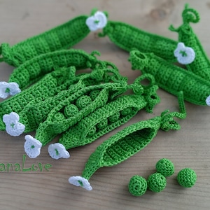 Crochet 4 Peas in a pod (1pc) - Pea Pod amigurumi toy - Play food vegan Kitchen decor - Play kitchen - Little chef - Montessori materials