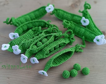 Crochet 4 Peas in a pod (1pc) - Pea Pod amigurumi toy - Play food vegan Kitchen decor - Play kitchen - Little chef - Montessori materials