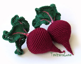 Beet Crochet (1pc+) - Stuffed vegetables - Harvest toys for kids - Kitchen decoration - Pretend play food - Cotton veggies - Vegan decor