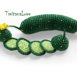 Crochet Cucumber slices (6 pcs) Cucumber, cut into 6 pieces