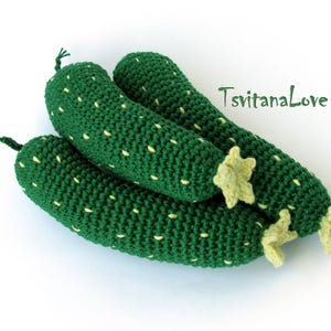 Cucumber Crochet (1pc+) - Knitted vegetable - Toddler Activity toys - Pretend food Development baby - Eco friendly Play chef