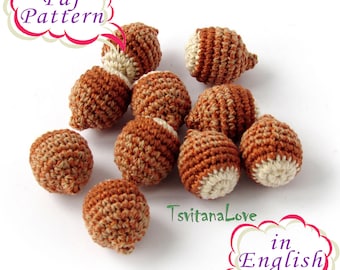 Pattern PDF in English Crochet hazelnut - Amigurumi nuts Play Food