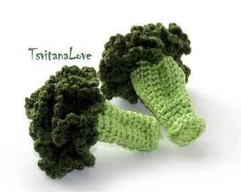 Crochet piece of broccoli (1pc+) - Eco Friendly vegetable toys - Play food -  Natural materials - game kitchen