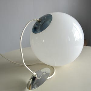 Vintage 1970 Mid Century XL Glass Globe Pendant Lamp. 70s MCM Retro 12&quot; Globe Ceiling Fixture. White Glass Ball Entryway Lobby Mod Lighting