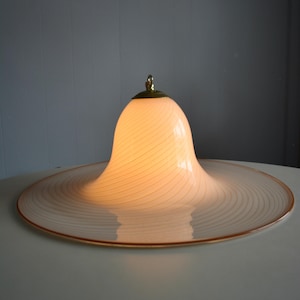 Vintage 70s Large Murano Glass Pendant Lamp. Striped Beige Caramel Murano  Hanging Light. 1970s Swirl Blown Glass XL Vintage Lighting
