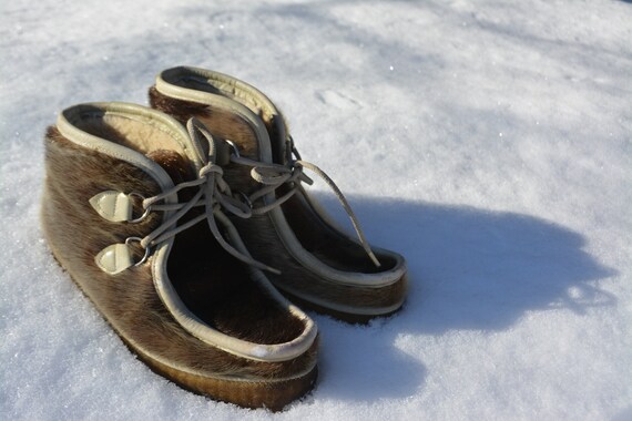 Vintage 60s 70s Seal Fur Wool Lining Moccasins Wom