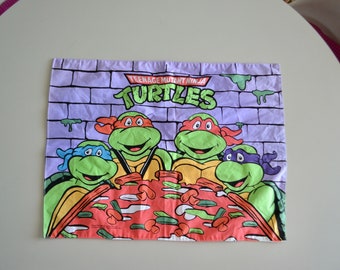 Vintage 1990 NOS Teenage Mutant Ninja Turtles Small Pillowcase. Vintage Kids Linens Cotton Pillowcase. 90s Childhood Memories Linens Bedding