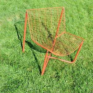 Vintage 80s IKEA Red Original JARPEN Chair. Red Metal Wire Lounge Chair Niels Gammelgaard Scandinavian Design Ikea Outdoor Furniture.