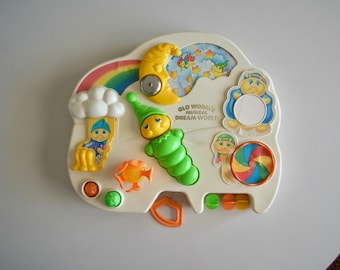 Vintage 1985 Glo Worm's Musical Dream World Interactive Crib Toy Playskool Activity Center. Retro Musical Crib Toys. Vintage Baby's Room