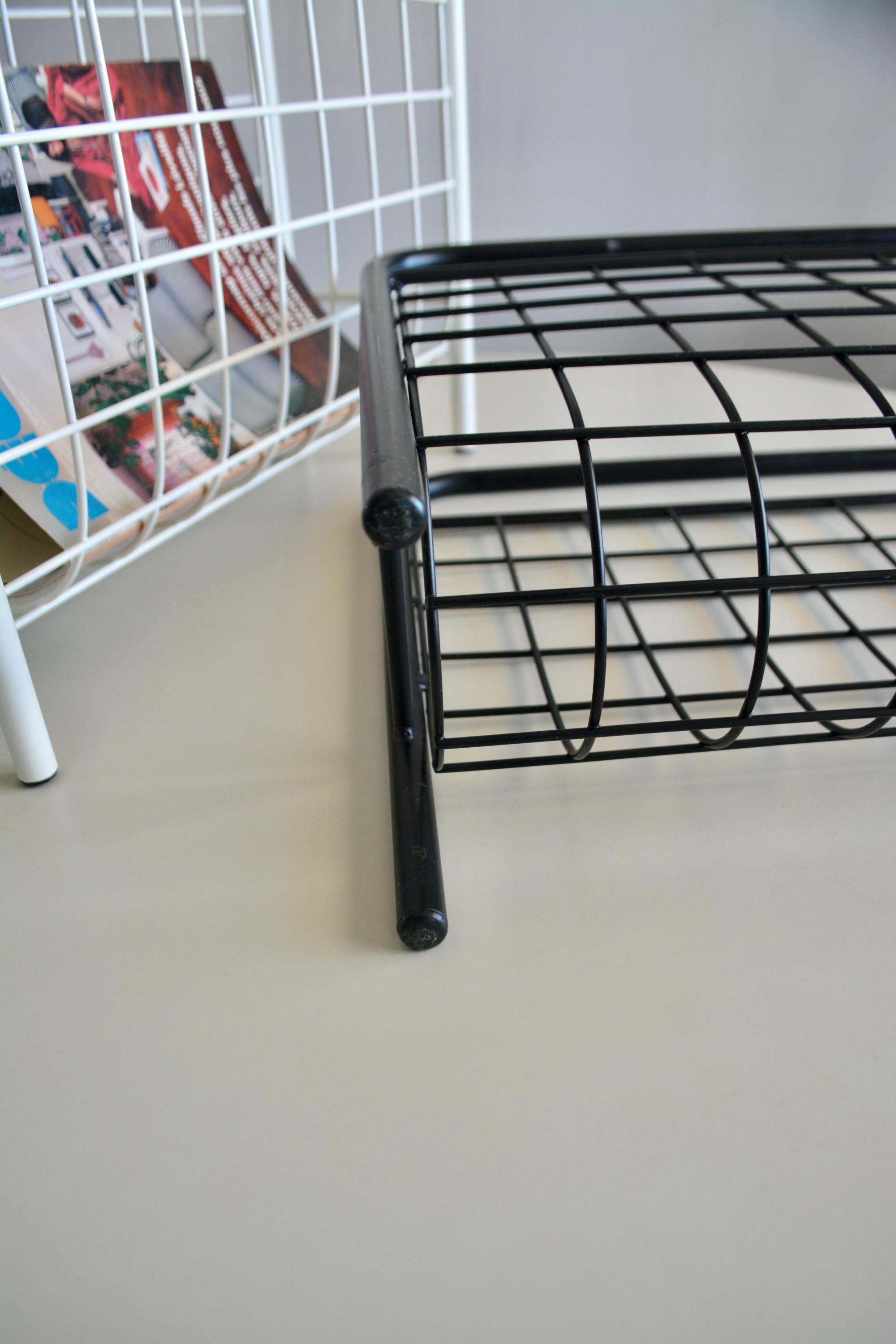 Vintage 1980s Metal Grid Magazine Rack. Vintage Post Modern Black White ...
