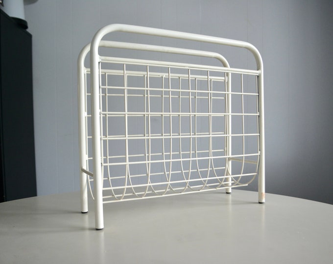 Vintage 1980s Metal Grid Magazine Rack. Vintage Post Modern Metallic ...