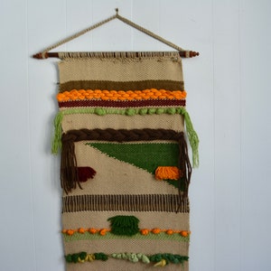 Vintage Handwoven Wool Large Tapestry Macrame. Boho Decor Wall Hanging Natural Fibres. 70&#39;s Mixed Fibers Knit Wall Hanging Chunky Wool.