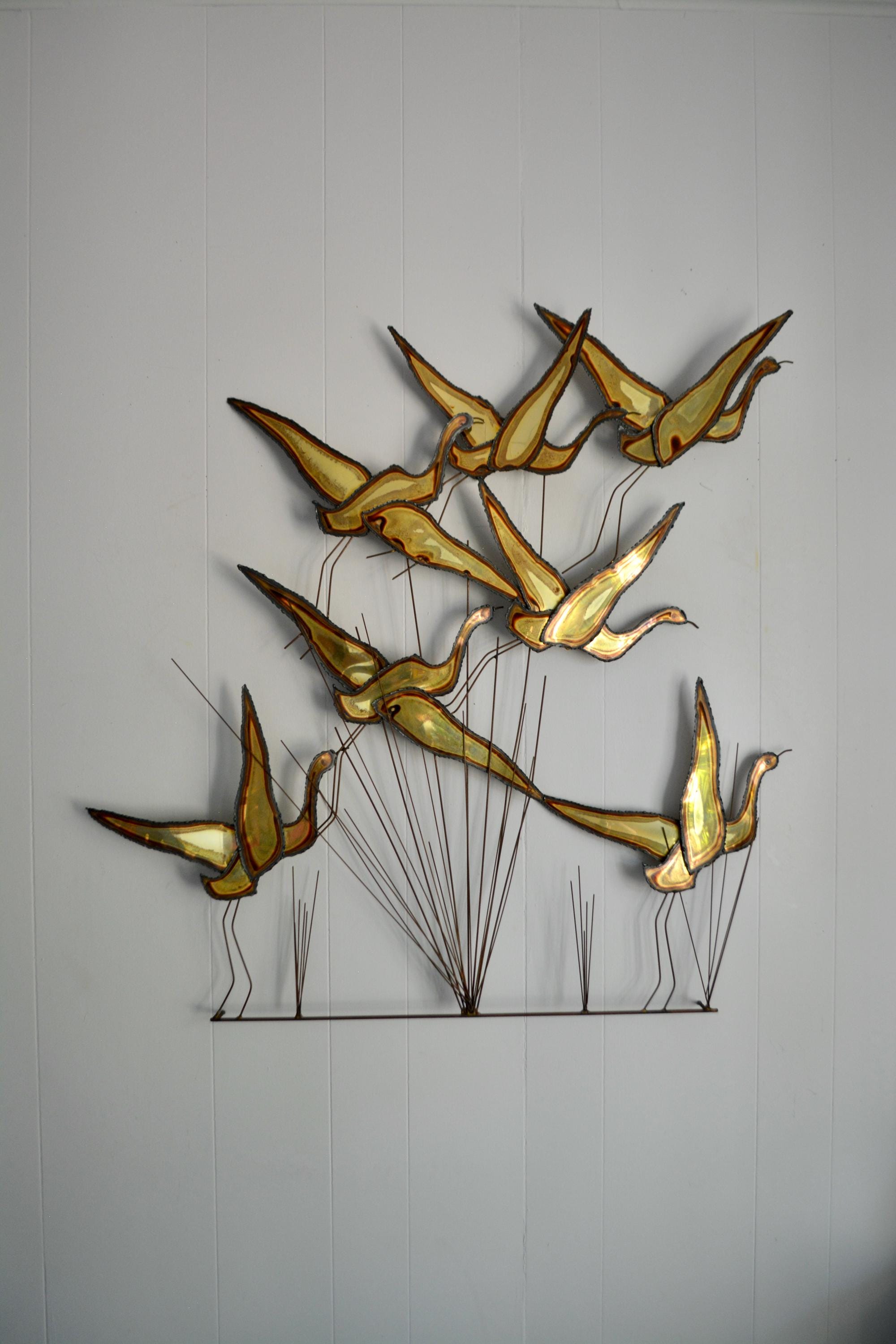 70年代Brass birdswall art hanging