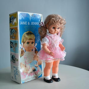 Vintage Jane & Jenny Wind Up Rocking Motion Lullaby Doll NO Baby. 70s Mid Century Large Sleepy Eye Doll. Shut Eyes Retro Doll Collectible