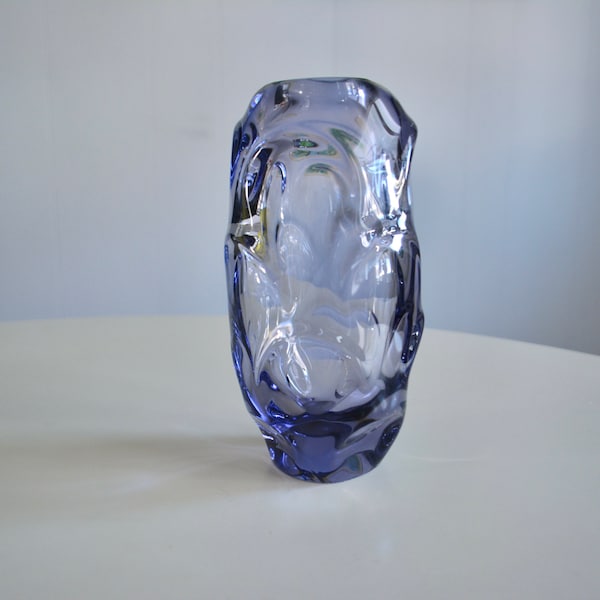 Vintage Jan Beranek for Skrdlovice Amethyst Propellor Vase. Purple Clear MCM 60s Vase. Handblown Mid Century Glass Decorative Art GlassVase