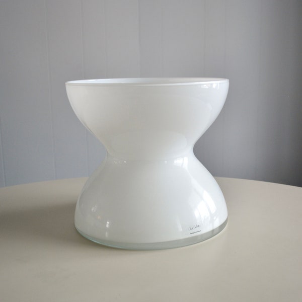 Vintage Anne Nilsson Design for Ikea XL White Glass Vase. 90s Diabolo Shape Glass Decorative Glass Vase. Hourglass IKEA 2000s Swedish Vase