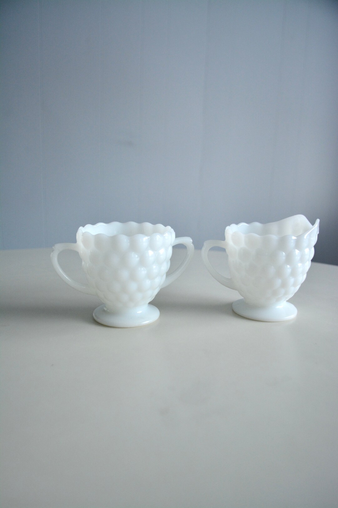 Vintage Set of Milk Glass Creamer and Sugar Bowl. Vintage Etsy