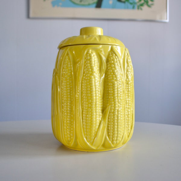 Vintage McCoy Pottery Yellow Corncobs Cookie Jar. Mid Century Collectible Ceramic Cookie Jar. Vegetable Corn Retro Kitchen Storage Canister