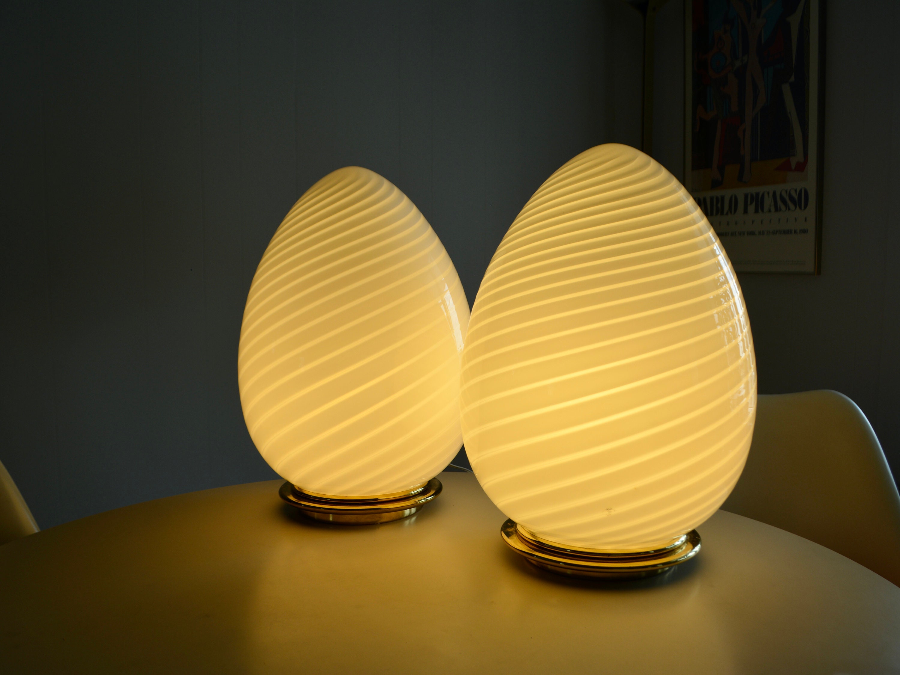 Ringlet Regulatie Onzeker Vintage XL Large Murano Vetri Glass Egg Accent Lamp Set. 70s - Etsy