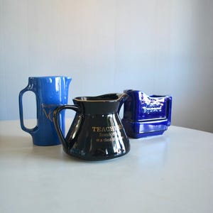 Vintage Whisky Pitcher Set Instant Collection. Teacher&#39;s Seagrams Marie Brizard Liquor Scotch Barware Serving. Stoneware Pottery Water Jug