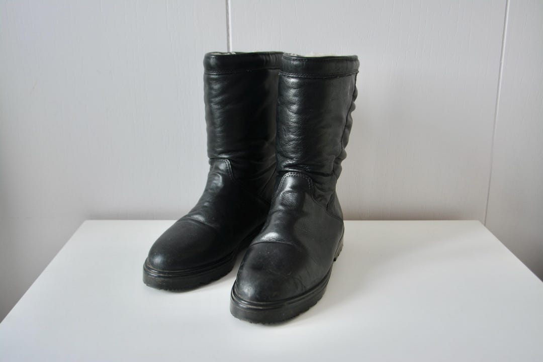 Vintage 70s 80s Made in Canada Leather Boots – Shearling Lined, Mid ...