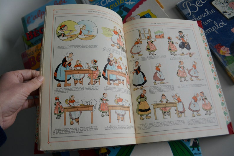 Vintage Becassine Illustrated French Books. French Kids Becassine by Pinchon Books Album. Instant Collection Classic Children Book image 6