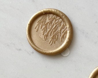 Adhesive Wax Seals / Seal / Sticker / Peel and Stick / Minimalist Willow Tree / Weeping Willow Leaves