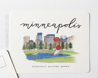 Minneapolis, Minnesota Postcard (Minneapolis Sculpture Garden)