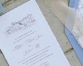 Venue Illustration Wedding Invitations, Invite Suite, The Cottage Farmhouse