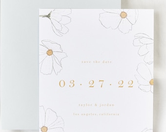 Daisies / Daisy / Cosmos / Chamomile Flowers Save the Date,  Spring Garden Wild Flower Invite Invitation